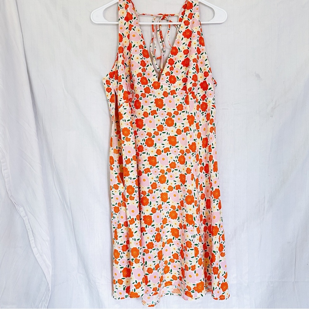 Cider Floral Mini Dress V Neck